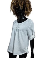 WŁOSKA BLUZKA lniana rękaw podpinany plisy 40/42