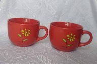 CERAMICZNE KUBKI CZERWONE PRL 500 ml - 2 sztuki