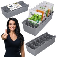 POJEMNIK ORGANIZER PLASTIKOWY NA PRZYPRAWY DO SZUFLADY SZAFKI Z PRZEGRODAMI