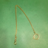 Pozłacana zabytkowa dewizka do zeg.kieszonki 28cm