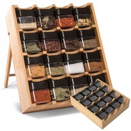 STOJAK NA PRZYPRAWY POJEMNIKI ORGANIZER BAMBUSOWY DREWNIANY PRZYPRAWNIK