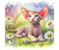 Panel z nadrukiem wodoodporny na torbę 45/45cm kot kociak oxford