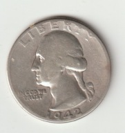 USA 25 centow 1942 srebro 0.900 ladny stan