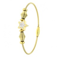 61767 Bransoletka sztywna złota stal chirurgiczna gwiazdka