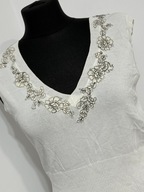 244 sweterkowa bluzka wzór kwiatów romantyczny etno dekolt V Principles XL