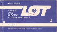 PLL LOT BILET LOTNICZY KRAJOWY -WARSZAWA KRAKÓW WARSZAWA -1985 rok