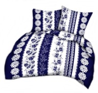 Pościel kora lux 180x200 + 2x70x80 + 2x40x40 guzik K 310-1 Lilie biało nieb