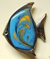 stara broszka, vintage, ryba, emalia