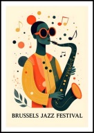 A2 PLAKAT MUZYCZNY MUZYKA BRUSSELS JAZZ FESTIVAL FESTIWAL MUZYCZNY SAKSOFON