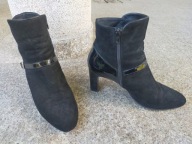 NALINI nr 41 wygodne włoskie czarne botki słupek skóra