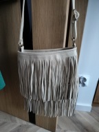 Torebka damska szykowna listonoszka Jenny Fairy frędzle efektowna beż