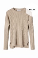 100% kaszmir sweter Allaway beżowy taupe prążkowany S cashmere basic