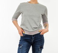 SZACHOWNICA SZARA BLUZA OCIEPLANA SWETER RĘKAW 3/4 36 S