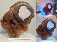 Drewniana dekoracja z oświetleniem LED + pilot.