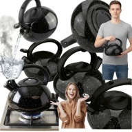 CZAJNIK NIERDZEWNY HOFFNER ELEGANCE 3L CZARNY NA GAZ-INDUKCJE Z GWIZDKIEM