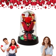 WIECZNA RÓŻA LED W SZKLE ŚWIECĄCA PREZENT NA WALENTYNKI DZIEŃ KOBIET 15CM