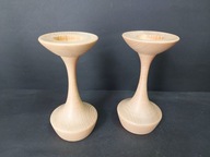 Dwa drewniane toczone świeczniki Sweden design