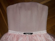 Sukienka pudrowy róż s.Moriss XS tiul asymetryczna