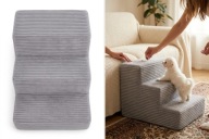 Schodki dla psa schody Welsti elegancki sztruks tapicerski - szary