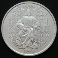 Portugalia 1000 escudos 1998 - Dom Manuel - srebro - stan 1/2