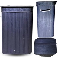 KOSZ NA PRANIE do ŁAZIENKI PRALNI na BIELIZNĘ ZABAWKI BAMBUSOWY CZARNY 80L