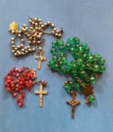 Piękne stare wymodlone różance 3 szt niekompletne zestaw do naprawy