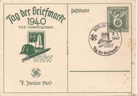 TRZECIA RZESZA -postkarte DZIEŃ ZNACZKA 1940 rok stempel ozdobny