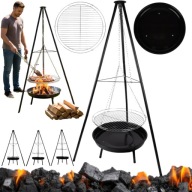 PALENISKO OGRODOWE DUŻE TRÓJNÓG GRILL RUSZT 50cm OGNISKOWY WISZĄCY OGNISKO