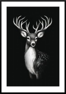 A2 PLAKAT OBRAZ JELEŃ Z POROŻEM BIAŁO-CZARNY