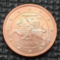 **EURO LITWA *2 eurocenty *048* 2015r *UNC Herb, Wojownik Rycerz na koniu