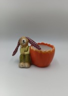 Zajączek z dużą skorupką od jajka figurka pojemnik osłonka z ceramiki ładna