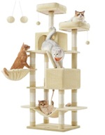 DRAPAK dla kotów WYSOKI beżowy LEGOWISKO DOMEK sizalowy SŁUPEK 206 CM