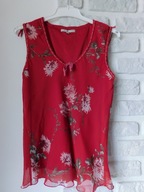 Bluzka szyfonowa czerwona kwiaty letnia S/M