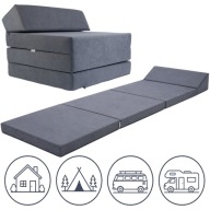 MATERAC PIANKOWY 70x200x10cm TURYSTYCZNY SKŁADANY KEMPING KAMPER AUTO SZARY