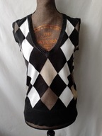 Bezrękawnik dzianinowy w romby i paski - S/M