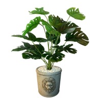 MONSTERA W DONICZCE SZTUCZNA ROŚLINA GRECKI KAMIEŃ