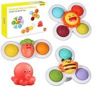 Zestaw 3x Sensoryczny Fidget Spinner z Przyssawką – Zabawa, Rozwój (ZA5340)