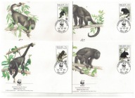 02-FDC-KR22- Belize, WWF,1997, Zw. egzotyczne-Małpy