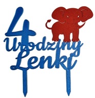 topper na tort dekoracja urodziny personalizacja SŁONIK!!!WYBÓR KOLORÓW
