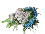 Stroiki Na Nagrobki – Anioł Z Sercem Róże Bok Błękitne