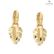 73522 KOLCZYKI 18K POZŁACANE 2W1 29/12 MM liście monstery z cyrkoniami