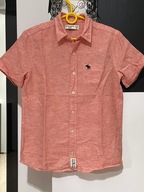 5 Koszula Abercrombie kieszeń pudrowy róż len bawełna 152 cm 12 lat