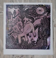 Kotek. 30 × 30 cm. 2025 r. (linoryt kol.)