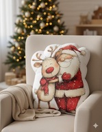 Poduszka kształtka Mikołaj z reniferem 40cm