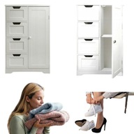 SZAFKA ŁAZIENKOWA STOJĄCA Z SZUFLADAMI I DRZWICZKAMI Biała 60x30x81 wąska