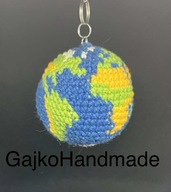 Ziemia Globus Planeta brelok / zawieszka rękodzieło szydełko