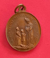 Piękny stary duży medalik Matka Boska objawienie dzieci La Salette duży