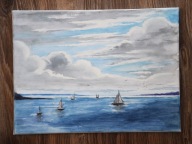 „Pod Żaglami Ciszy” (343) 30x40 cm. akryl - dla 884 Skubalskich