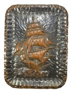 PRL PIĘKNA DUŻA PLAKIETA ŻAGLOWIEC METALOPLASTYKA ZOBACZ!