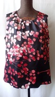 Bluzka czarna,satynowa w różowe kwiaty- L/XL